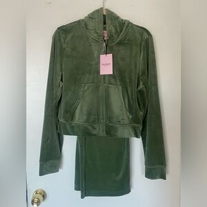Juicy Couture Olive Velour Hoodie and Pants Set